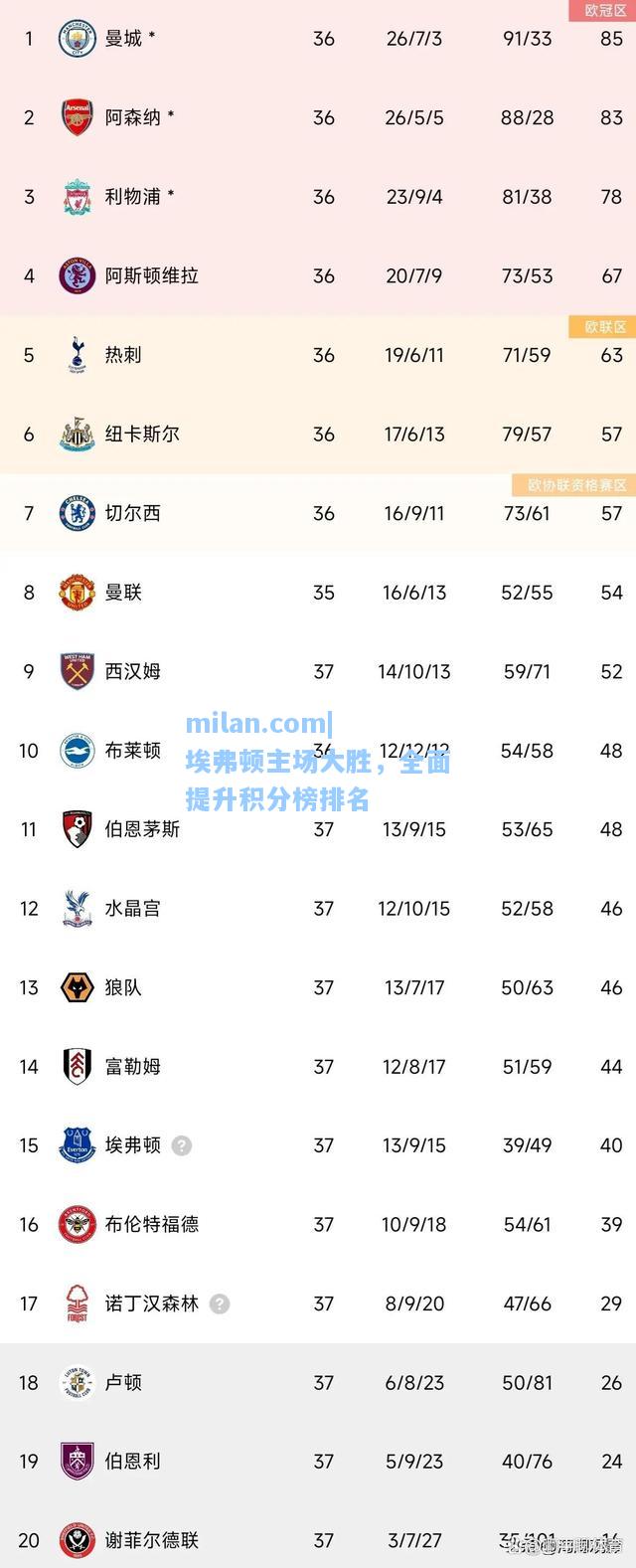 milan.com|埃弗顿主场大胜，全面提升积分榜排名